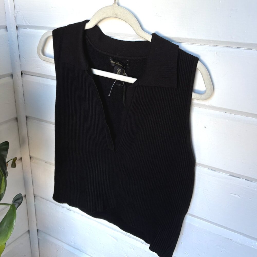 House of Harlow Women's Black Collared Tank Top